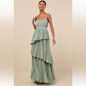 Lulu's Sage Green Asymmetrical Dress